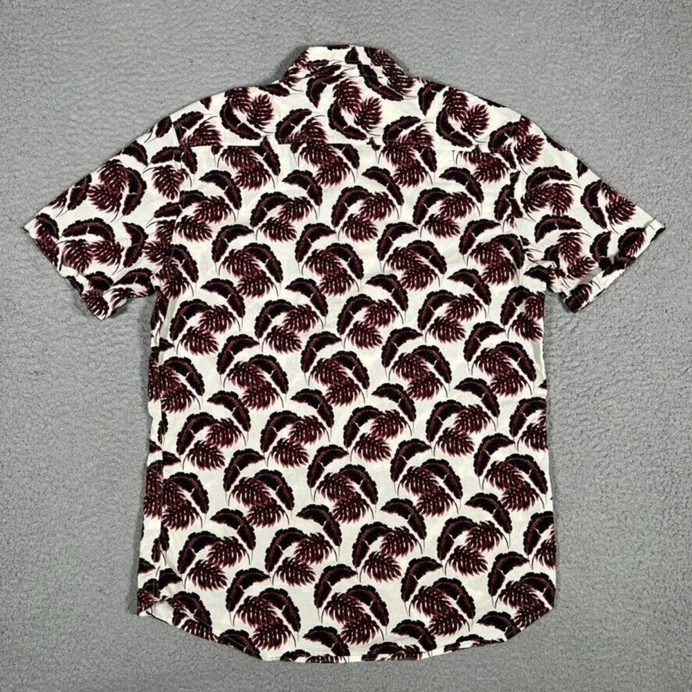 7 Diamonds Shirt Mens Medium Lost in Paradise‎ Leaves All Over Print Button Up